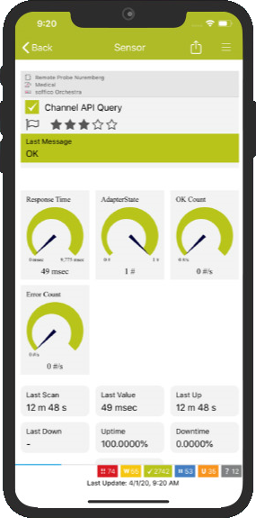 Sensor and channels on PRTG for iOS Sensor and channels on PRTG for iOS