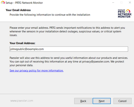 Setup Dialog: Your Email Address Setup Dialog: Your Email Address